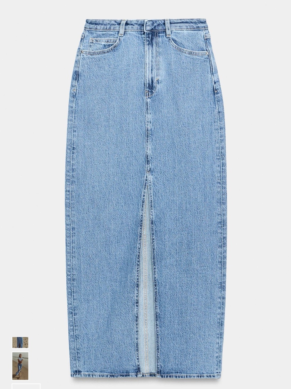 Zara Z1975 denim midi skirt with slit NWT REF 8228/025/427